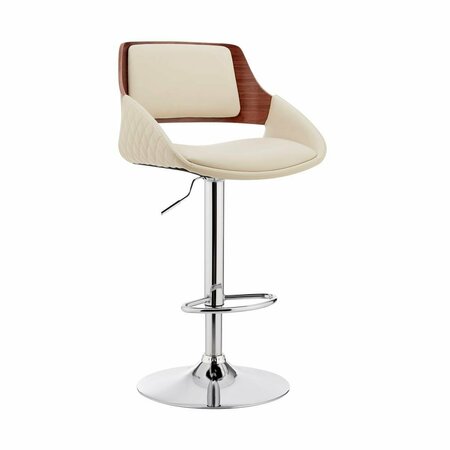 ARMEN LIVING Colby Adjustable Cream Faux Leather & Chrome Finish Bar Stool LCCYBAWACR